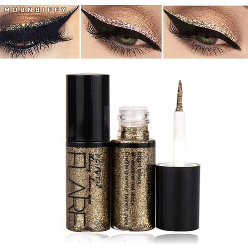 Professional New Shiny Eye Liners Cosmetics for Women Pigment Silver Rose Gold Color Liquid Glitter Eyeliner Cheap Makeup Beauty