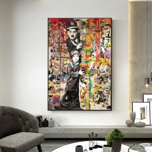 Modern Graffiti Art Canvas Painting Abstract Portrait Posters and Print Wall Art Pictures for Living Room Home Decor (No Frame)