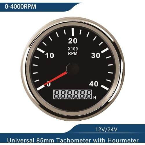 Marine 85mm Tachometer Car Truck Boat Tacho Gauge With LCD Digital Hourmeter Waterproof 0-8000RPM