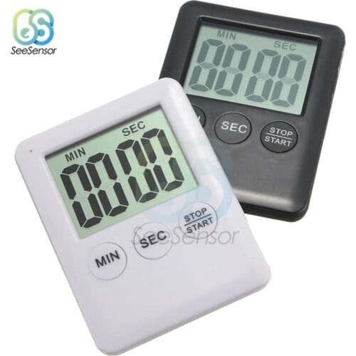 Super Thin LCD Digital Screen Kitchen Timer Square Cooking Count Up Countdown Alarm Magnet Clock Stopwatch 5 Colors