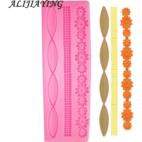 1Pcs loog Strip lace Flower Cake Border Mould Sugarcraft Cake Decorating Tools,Fondant Chocolate Molds D0003