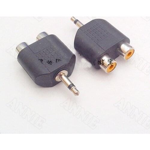 10pcs/lot 3.5mm To Double RCA Socket Single Channel Male To Female Converter