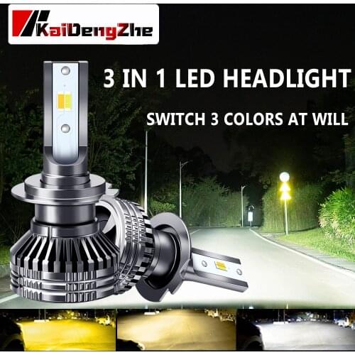 2pcs LED HEADLIGHT BULB H11 H9 9005 HB3 H1 9006 HB4 H8 H3 H4 H7 9012 Three Color Headlamp Light 6000K 12V Low Lights Hight Light