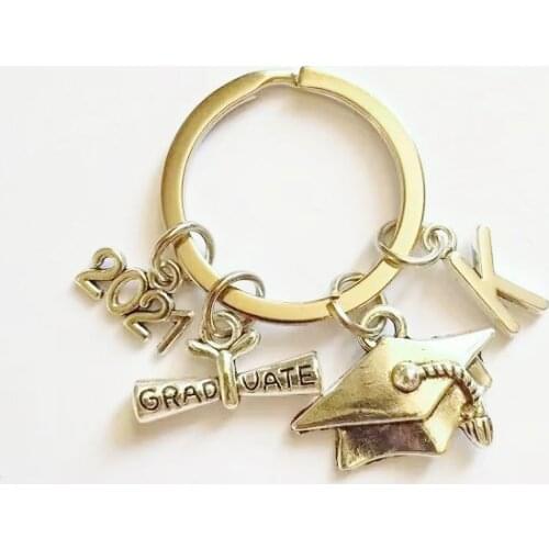 2021 Doctoral Graduation Cap Decoration Keychain Graduation Commemorative Key Ring Graduation Cap Letter Key Ring