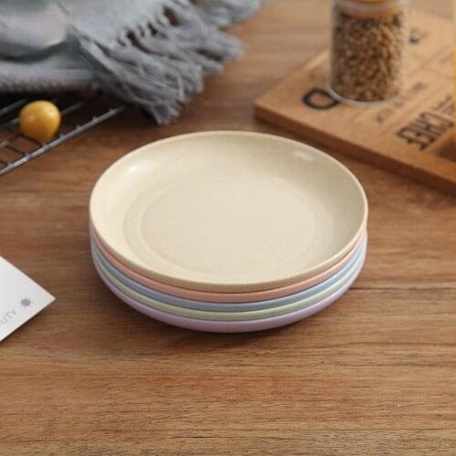 5pcs/Set wheat straw plastic tableware bone dish environmentally friendly simple safe wheat tableware kitchen accessories