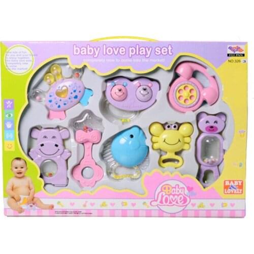 8pcs Mixed Gift Box Baby Rattles Teether Set Early Development Toys 0-12 Months