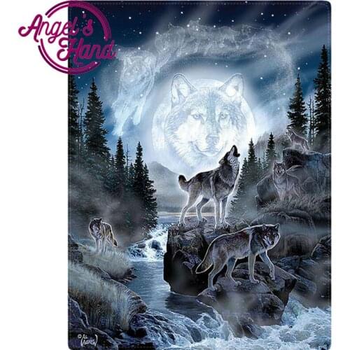 Diy diamond mosaic paint on canvas 3d diamond painting cross stitch kit diamond embroidery animal wolfs picture Craft gift