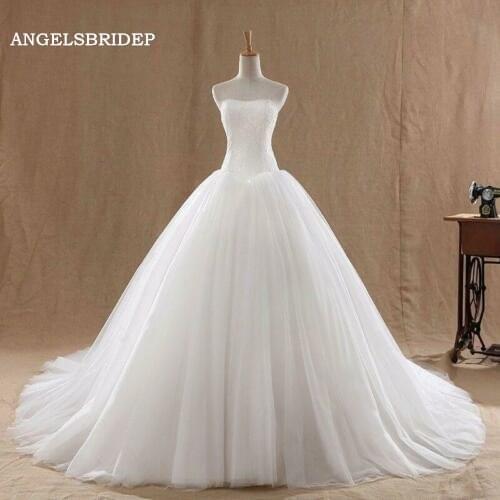 ANGELSBRIDEP Sweetheart Ball Gown Wedding Dresses Lace Bodice Vestido De Noiva Tulle Cheap Bride Dress Bridal Gowns
