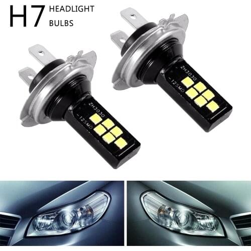 Free Shipping 2PCS H7 LED Car Anti-fog Light Bulb 12W 6000K 1200LM Headlight Bulbs 12SMD 3030 Wholesale Quick delivery CSV