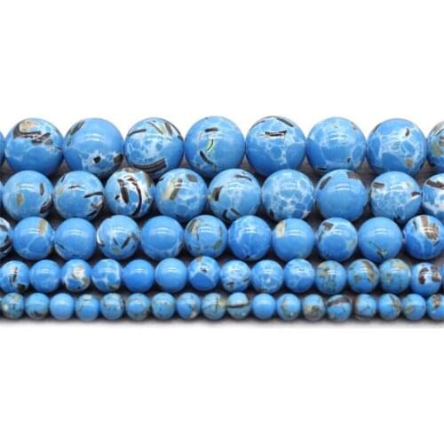 Free Shipping New Smooth Natural Stone Blue Turquoises Round Loose Beads 15" Strand 4 6 8 10 12 MM Pick Size For Jewelry Making