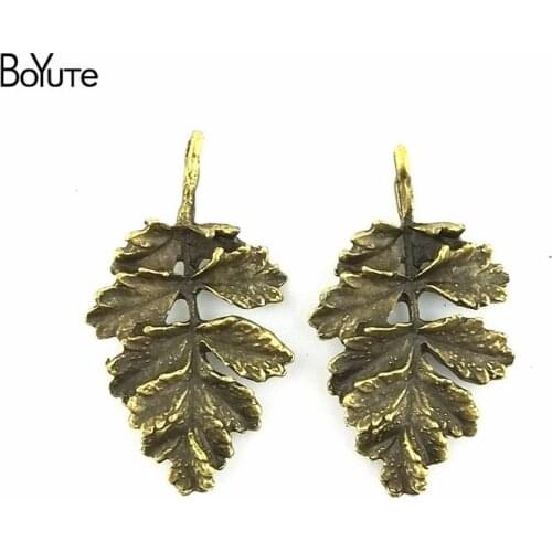 BoYuTe (40 Pieces/Lot) 20*31MM Zinc Alloy Materials Antique Bronze Silver Plated Maple Leaf Connector for Diy Jewelry Makings