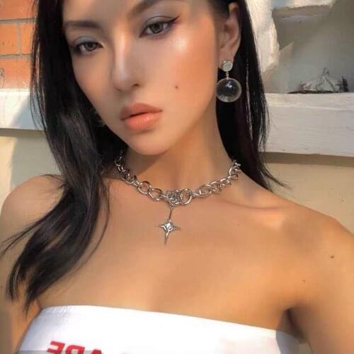 Kpop Chain Cross Choker Goth Necklace Sliver Color Pendant Necklaces For Women Charm Chains Punk Couple pendants jewellery 2020
