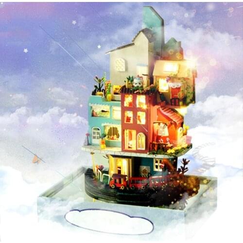 Wooden DIY Dollhouse Miniature Model Home Decorations Kit for Friends Birthday Gifts