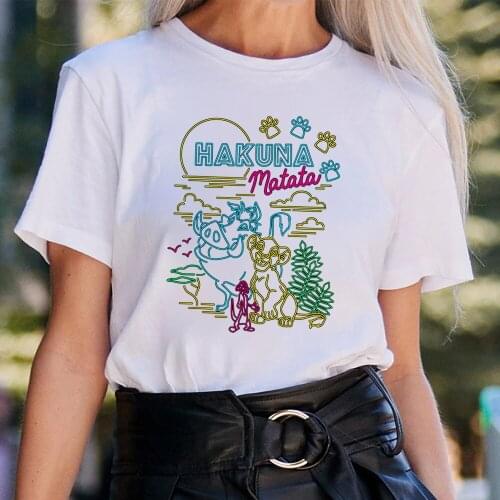 HAKUNA MATATA Cartoon The Lion King Print tshirt Unisex Casual Streetwear hip hop clothing harajuku T shirt Women Home Wear