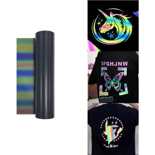 25cm*100cm rainbow reflective lettering film heat transfer vinyl film T-shirt Iron On HTV Printing crop number pattern