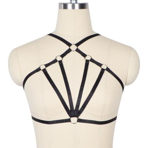 Hot Women Fashion white harness Harajuku punk goth Fetish witchy wedding belt sexy Liga bra spandex body Cage garters belt