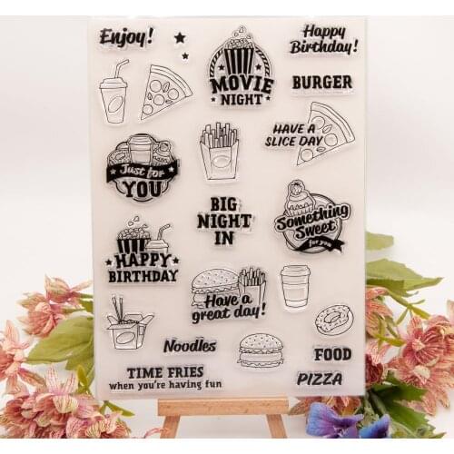 KLJUYP Pizza and Burger Clear Stamps Scrapbook Paper Craft Clear stamp scrapbooking08172