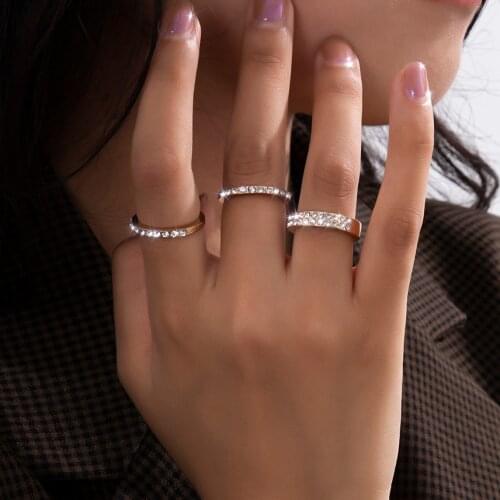 Ingemark Simple Gold Color Knuckle Rings for Women BOHO Bling Crystal Geometric Female Finger Rings Set Jewelry Accessories 2021