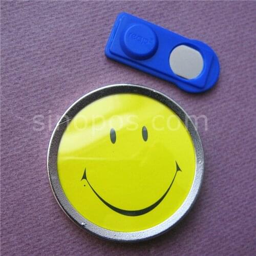 Magnet Smiley Badge Round 2" shiftable, shop office event employee staff number button badges holder name tag ID cards frame pin