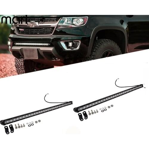 Marloo 2pcs 32 Inch Single Row LED Lights 90W Light Bar 12V 24V Car Fog Driving Lamp for Jeep,Offroad, SUVs, Boats, Cars