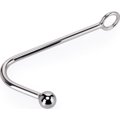 Small size single ball metal anal hook with bead butt plug dilator stainless steel prostate massager BDSM sex toy for man women