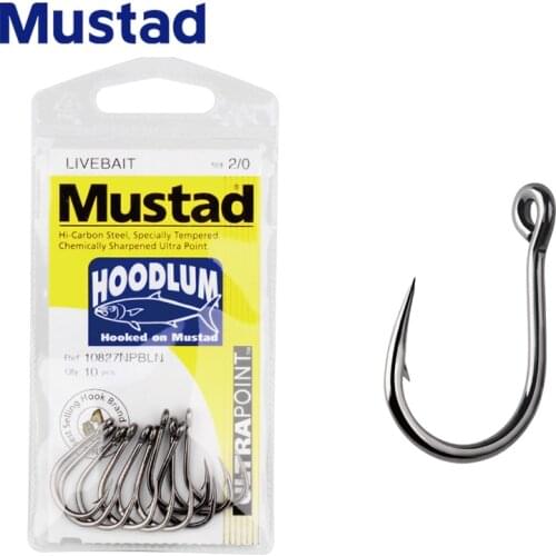 Mustad Hoodlum Live Bait Hook 10827NP-BN Norway Saltwater Fishing Hooks Saltwater