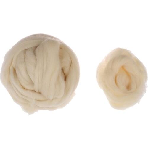 Natural Cream White 100g Wool Roving Top For Needle Felting Hand Spinning DIY