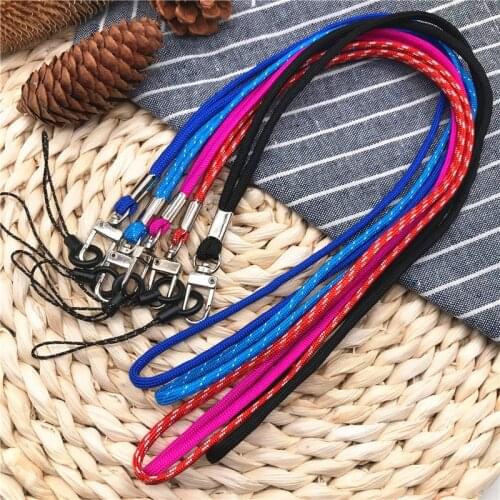 High quality nylon Rope Braided Round Black Straps For Keys Lanyard USB Keychains Neck Straps Anti-theft Mobile Phone Chain