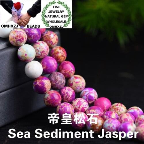 OMHXZJ Wholesale ZB143 6810mm DIY Bracelet Necklace Jewelry Making Accessories Natural Stone Fine Sea Sediment Jasper Round Bead