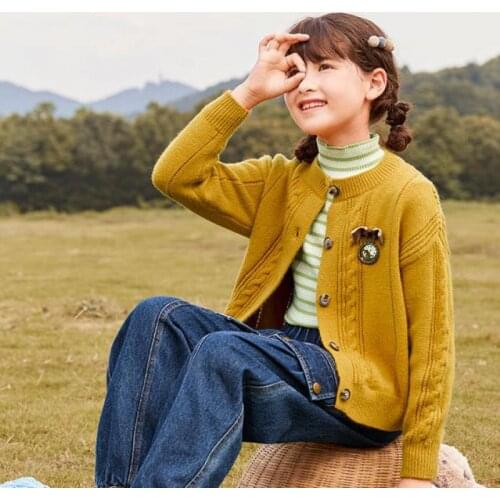 3-14 Years Girls Knitted Sweaters Soft Cotton Thermal Knitwear Children Single Breasted Warm Kntting Tops Casual Outerwear