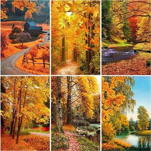 Full Square Round Landscape Diamond Painting Cross Stitch Kits 5D DIY Diamond Mosaic Sale Embroidery Autumn Scenery Home Decor