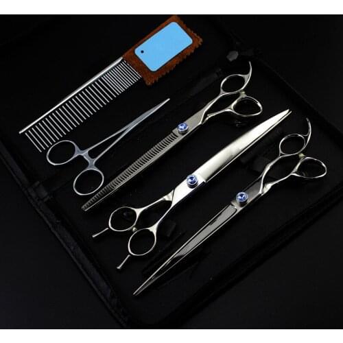 5 kit upscale Professional Japan 8 inch pet dog grooming hair scissors cutting shears thinning barber hairdressing scissors set