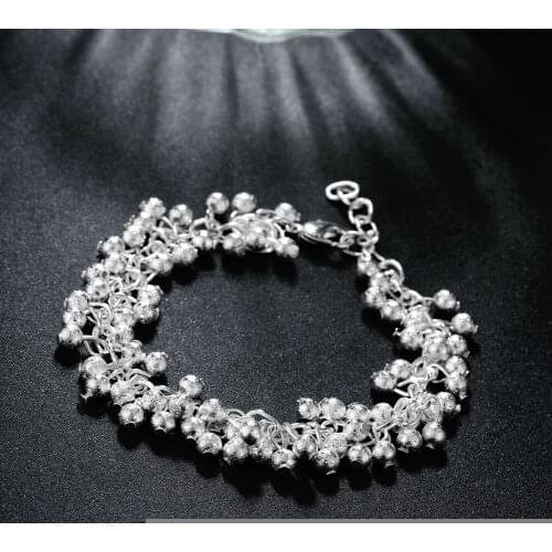 Factory outlets fashion 925 sterling silver Bracelet for woman grape frosted beads chain fine Luxury jewelry Wedding party gifts