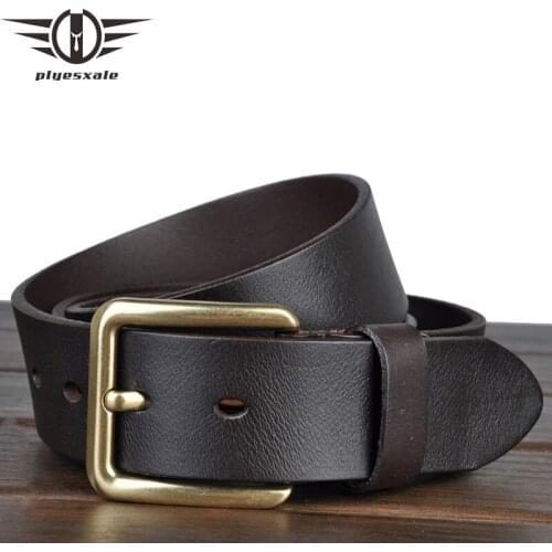 3.8cm Width Mens Leather High Quality Classic Belt Retro Pin Buckle Mens Matching Jeans Casual Cowhide Belt Black Brown B782