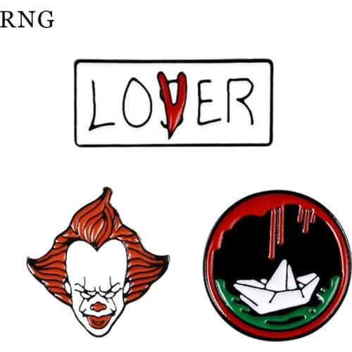 RNG horror movie protagonist devil Enamel Pin sailboat tomato yellow hair clown letter badge backpack coat Jewelry Brooch