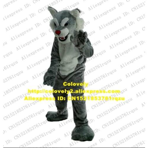 Grey Long Fur Wolf Husky Dog Wildcat Fursuit Mascot Costume Adult Cartoon Comedy Performance Comedy Performance zz8005