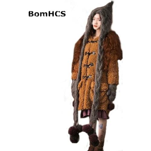 BomHCS Fashion Beanie Scarf & Gloves Handmade Winter Warm Thick Knitted Hat Christmas Gift Caps