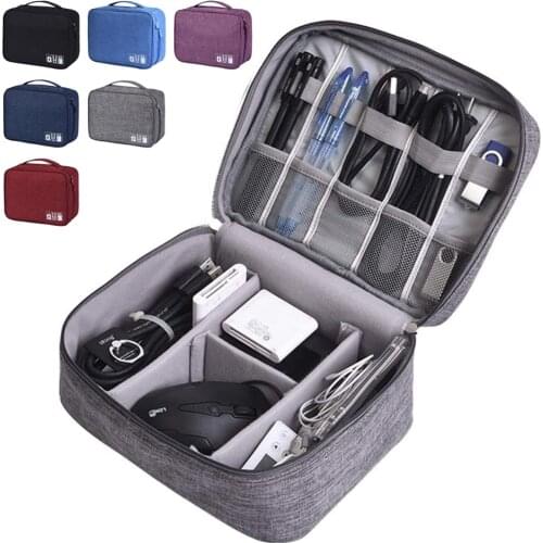 14 Slot Storage Bags for USB Gadgets Cable Wires Charger Power Battery Portable Cosmetic Bag Case Electronic Accessory Organizer