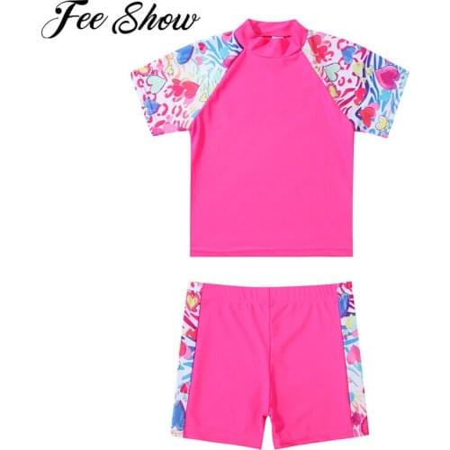 Girls Tankini Swimsuits Summer Swimwear Outfits 2Pcs Swimming Tops with Swimming Bottoms Bathing Suits Floral Printed Beachwear