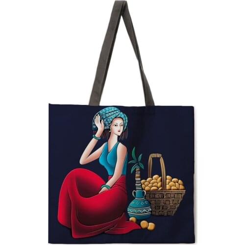 Dance girl print tote bag ladies shoulder bag foldable shopping bag outdoor beach bag female handbag