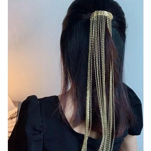 MOGAKU New Golden Hairpins Fashion Long Metal Tassel Hair Clip for Women Korean Style Headwear Barrettes Statement Party Jewelry