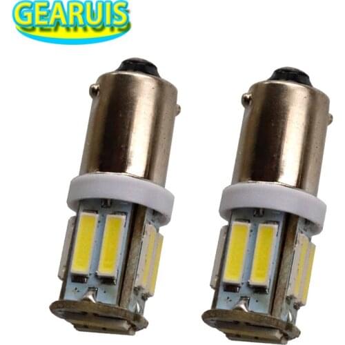 100pcs BA9S T4W 10 SMD 7020 Clearance Lights car marker light parking BULBS reading dome Lamp license plate light white blue 12V