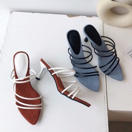 2021 Ladies Outdoor Sandals High Heels High Heel Slippers Ladies Ladies Slim Strap Slippers Elegant Ladies Sandals and Slippers