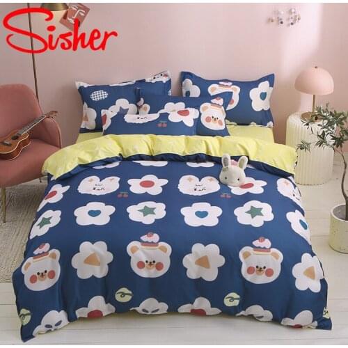 Cartoon Cute 4pcs Bedding Set 240x220 Kids Animal Printed King Size Duvet Cover Sets Single Double Queen Quilt Covers Bedclothes