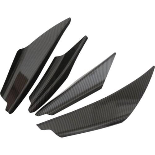4Pcs Carbon Fiber Universal Car Front Bumper Body Canards Splitters Fins Lip Kit with Adhesive