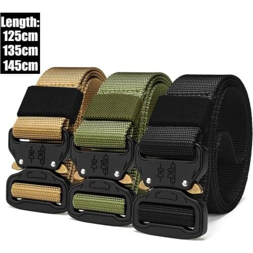 Army Tactical Belt Nylon Knock Off Military Belt Metal Buckle Police Outdoor Heavy Duty Combat Waist Belt Hunting Accessories
