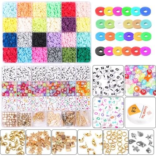 5848 Pcs Clay Beads for DIY Jewelry Making Polymer Clay Beads Handmade Heishi Beads for Necklace Bracelet Earring Craft Making