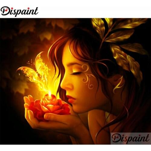 Dispaint Full Diamond Embroidery Diy 5D Diamond Painting Cross Stitch "flower fairy butterfly" Full Drill Home Room Decor A27574
