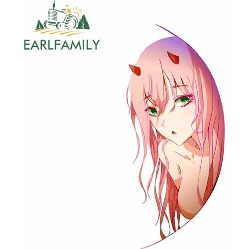 EARLFAMILY 13cm x 4.9cm for Darling In The FranXXX 02 Girl Sexy Refrigerator Trunk Car Stickers Personality VAN Windows Decal