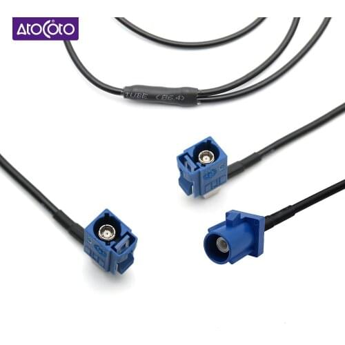 Fakra C Female Plug to 1 Female 1 Male Right Angle for Auto Car Ship Y Type RG174 RF Navigation GPS Antenna Extension Coax Cable